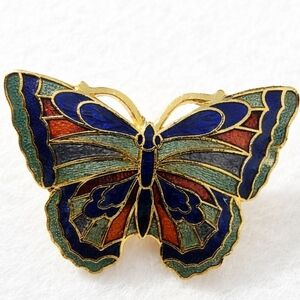 ✨ Vintage Enamel Butterfly Brooch | Gold-Tone Multicolor Statement Pin
